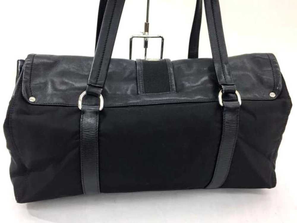 Prada Black Leather Shoulder Handbag Tote Black